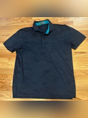 G/FORE Polo Shirt Mens XL Blue Camo Golf Performance Comfort Stretch Moisture